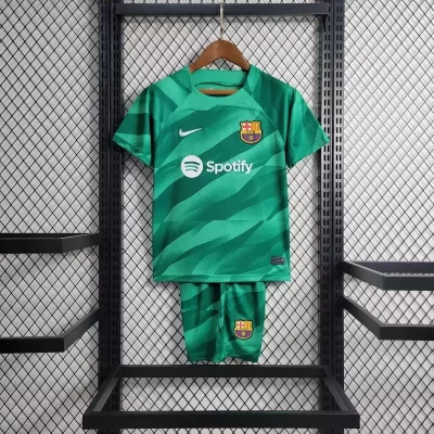 Kids' Kit Soccer Jersey Suit Barcelona Goalkeeper 23/24 - Green