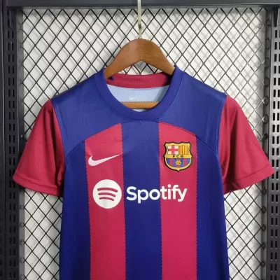 Alternative view of Kids' Kit Soccer Jersey Suit Barcelona I 23/24 - Blue and Grena