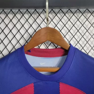 Kids' Kit Soccer Jersey Suit Barcelona I 23/24 - Blue and Grena - Image 3