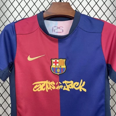 Kids' Kit Soccer Jersey Suit Barcelona I 24/25 - Blue and Grena - Image 4