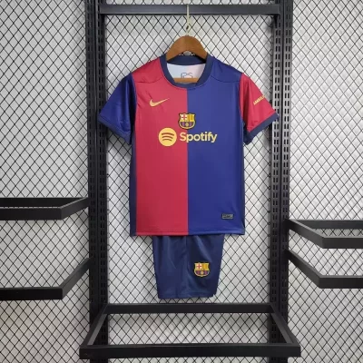 Kids' Kit Soccer Jersey Suit Barcelona I 24/25 - Blue and Grena