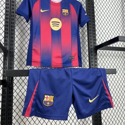 Kids' Kit Soccer Jersey Suit Barcelona I 25/26 - Blue and Grena - Image 3