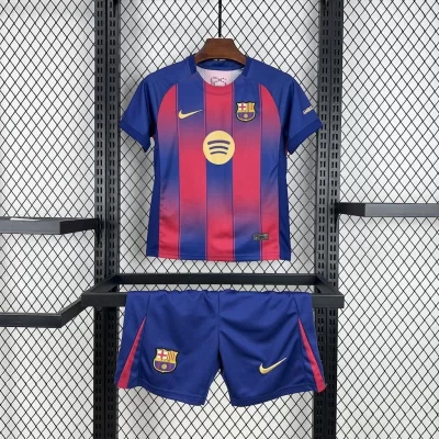 Kids' Kit Soccer Jersey Suit Barcelona I 25/26 - Blue and Grena