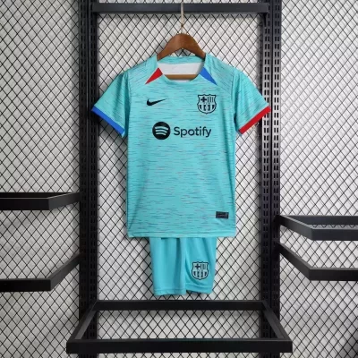Kids' Kit Soccer Jersey Suit Barcelona III 23/24 - Aqua Green