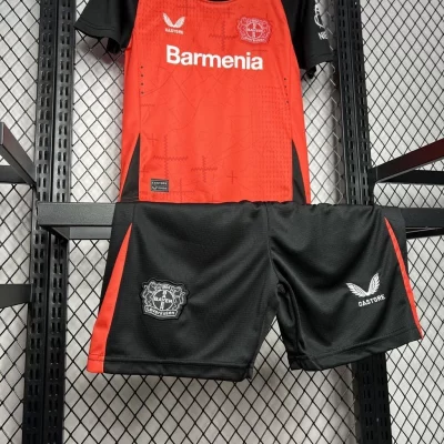 Kids' Kit Soccer Jersey Suit Bayer Leverkusen I 24/25 - Red and Black - Image 3