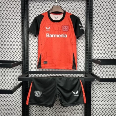 Kids' Kit Soccer Jersey Suit Bayer Leverkusen I 24/25 - Red and Black