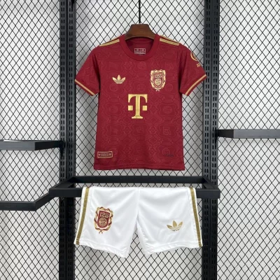 Kids' Kit Soccer Jersey Suit Bayern de Munique 125 Anos 24/25 - Red and White
