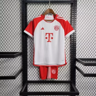 Kids' Kit Soccer Jersey Suit Bayern de Munique I 23/24 - White and Red