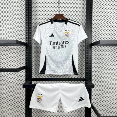 Kids' Kit Soccer Jersey Suit Benfica IV 24/25 - White and Black