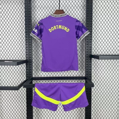 Alternative view of Kids' Kit Soccer Jersey Suit Borussia Dortmund Goalkeeper 24/25 - Purple