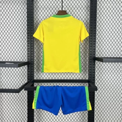 Alternative view of Kids' Kit Soccer Jersey Suit Brazil I 2025/26 - Yellow and Blue