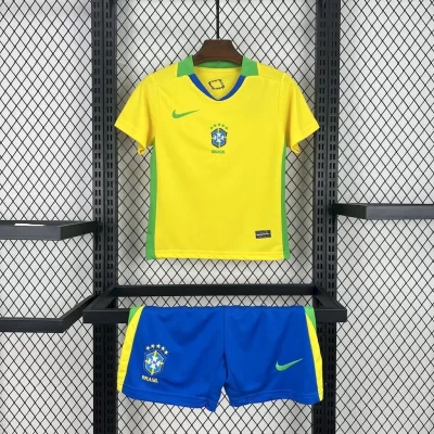 Kids' Kit Soccer Jersey Suit Brazil I 2025/26 - Yellow and Blue