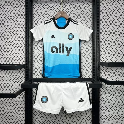 Kids' Kit Soccer Jersey Suit Charlotte FC I 24/25 - White and Blue
