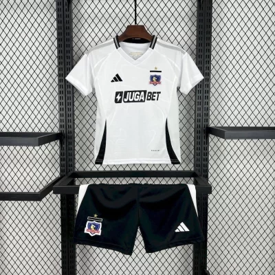 Kids' Kit Soccer Jersey Suit Colo-Colo I 25/26 - White and Black