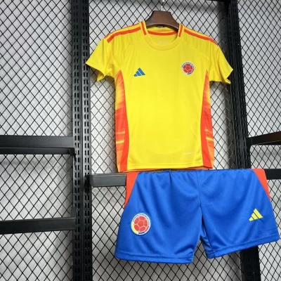 Kids' Kit Soccer Jersey Suit Colombia I 2024/25 - Yellow and Blue - Image 3