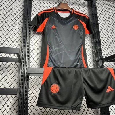 Kids' Kit Soccer Jersey Suit Colombia II 2024/25 - Black and Red - Image 3
