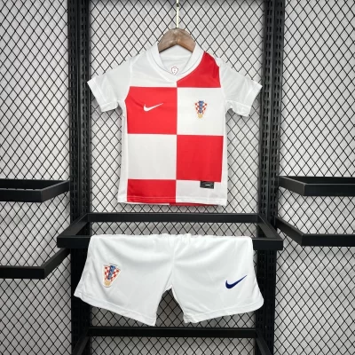 Kids' Kit Soccer Jersey Suit Croacia I 2024/25 - White and Red