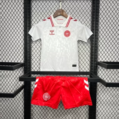 Kids' Kit Soccer Jersey Suit Dinamarca II 2024/25 - White and Red