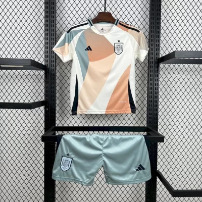 Kids' Kit Soccer Jersey Suit Espanha II 2025/26 - White and Blue