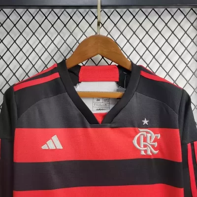 Alternative view of Kids' Kit Soccer Jersey Suit Flamengo I 24/25 Long Sleeve - Red and Black