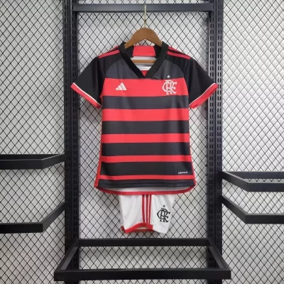 Kids' Kit Soccer Jersey Suit Flamengo I 24/25 - Red and Black
