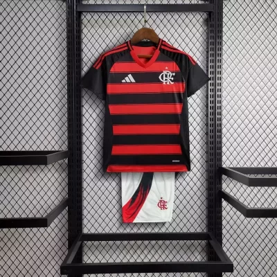 Kids' Kit Soccer Jersey Suit Flamengo I 25/26 - Red and Black