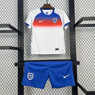 Kids' Kit Soccer Jersey Suit Inglaterra I 2025/26 - White and Blue
