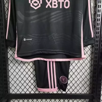 Kids' Kit Soccer Jersey Suit Inter Miami II 23/24 Long Sleeve - Black and Pink - Image 3