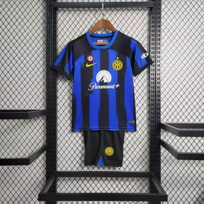 Kids' Kit Soccer Jersey Suit Inter de Milao I 23/24 - Blue and Black