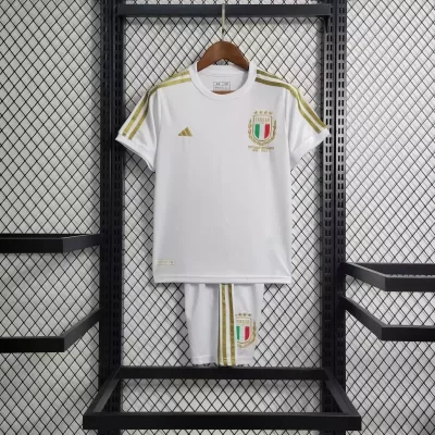Kids' Kit Soccer Jersey Suit Italia 125 Years 2023/24 - White and Gold
