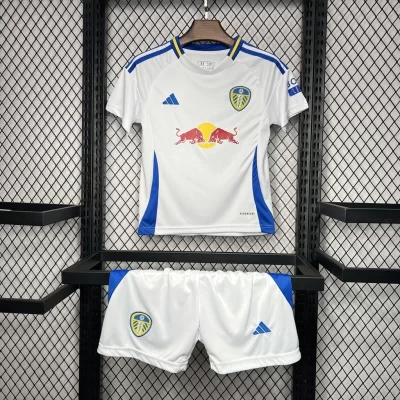 Kids' Kit Soccer Jersey Suit Leeds United I 24/25 - White and Blue