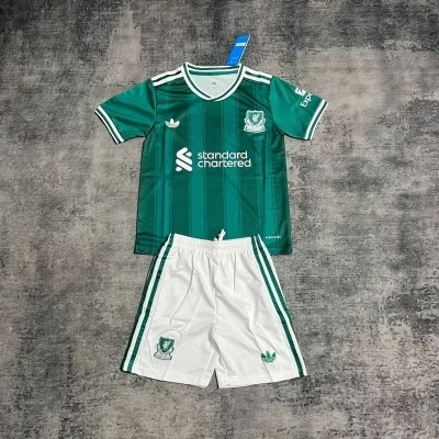 Kids' Kit Soccer Jersey Suit Liverpool 25/26 - Green and White