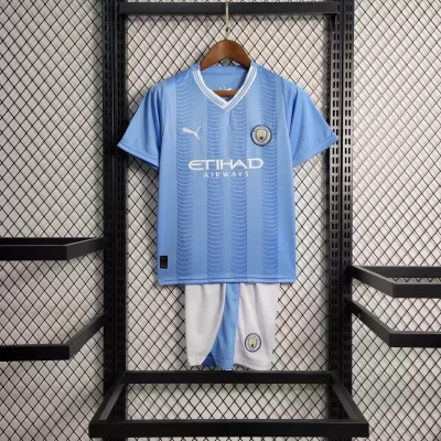 Kids' Kit Soccer Jersey Suit Manchester City I 23/24 - Sky Blue