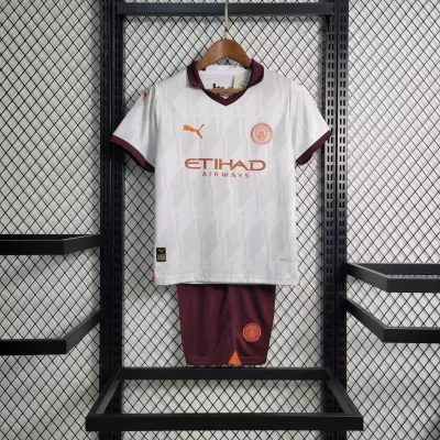 Kids' Kit Soccer Jersey Suit Manchester City II 23/24 - Off-White