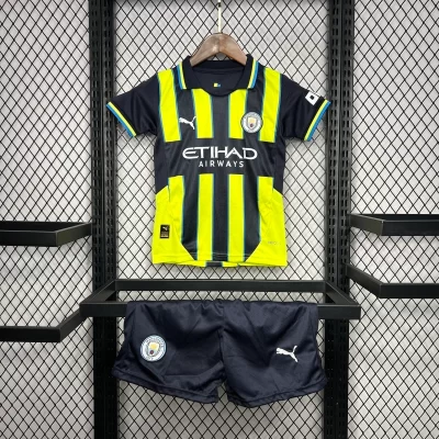 Kids' Kit Soccer Jersey Suit Manchester City II 24/25 - Yellow and Black