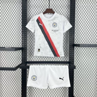 Kids' Kit Soccer Jersey Suit Manchester City II 25/26 - White