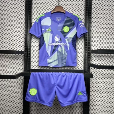 Kids' Kit Soccer Jersey Suit Manchester United Goalkeeper 24/25 - Purple