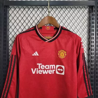 Alternative view of Kids' Kit Soccer Jersey Suit Manchester United I 23/24 Long Sleeve - Red