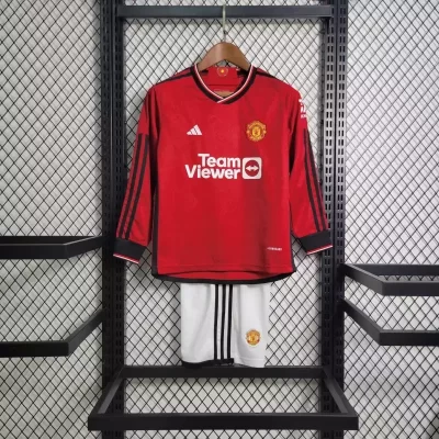 Kids' Kit Soccer Jersey Suit Manchester United I 23/24 Long Sleeve - Red