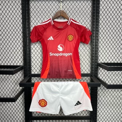 Kids' Kit Soccer Jersey Suit Manchester United I 24/25 - Red and White