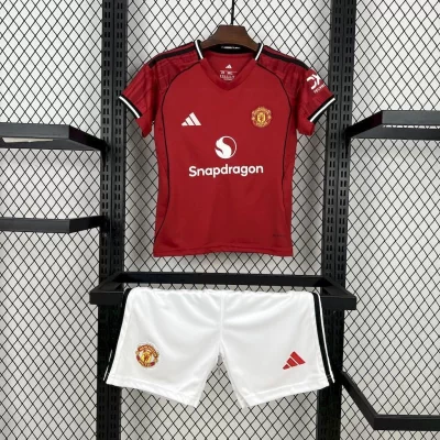 Kids' Kit Soccer Jersey Suit Manchester United I 25/26 - Red and White
