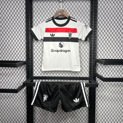 Kids' Kit Soccer Jersey Suit Manchester United III 24/25 - White and Black