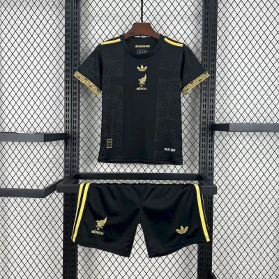Kids' Kit Soccer Jersey Suit Mexico 2025/26 - Black and Gold