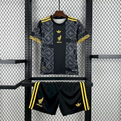 Kids' Kit Soccer Jersey Suit Mexico 2025/26 - Black and Gold