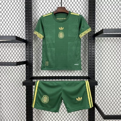 Kids' Kit Soccer Jersey Suit Mexico 2025/26 - Green and Gold
