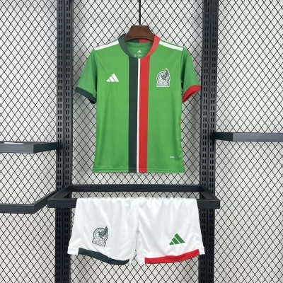 Kids' Kit Soccer Jersey Suit Mexico I 2025/26 - Green and White