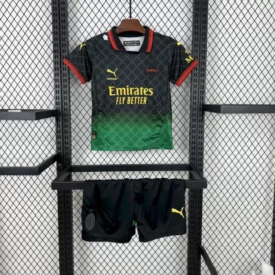 Kids' Kit Soccer Jersey Suit Milan Co-Branded 25/26 - Black and Green