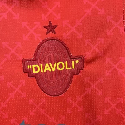 Kids' Kit Soccer Jersey Suit Milan Co-Branded 25/26 - Red and Green - Image 4