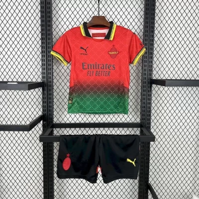 Kids' Kit Soccer Jersey Suit Milan Co-Branded 25/26 - Red and Green