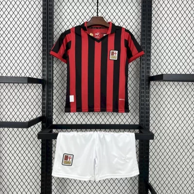 Kids' Kit Soccer Jersey Suit Milan Edicao 125 Anos 24/25 - Red and Black